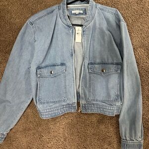 LOFT Light Blue Denim Zip-Front Women's Jacket